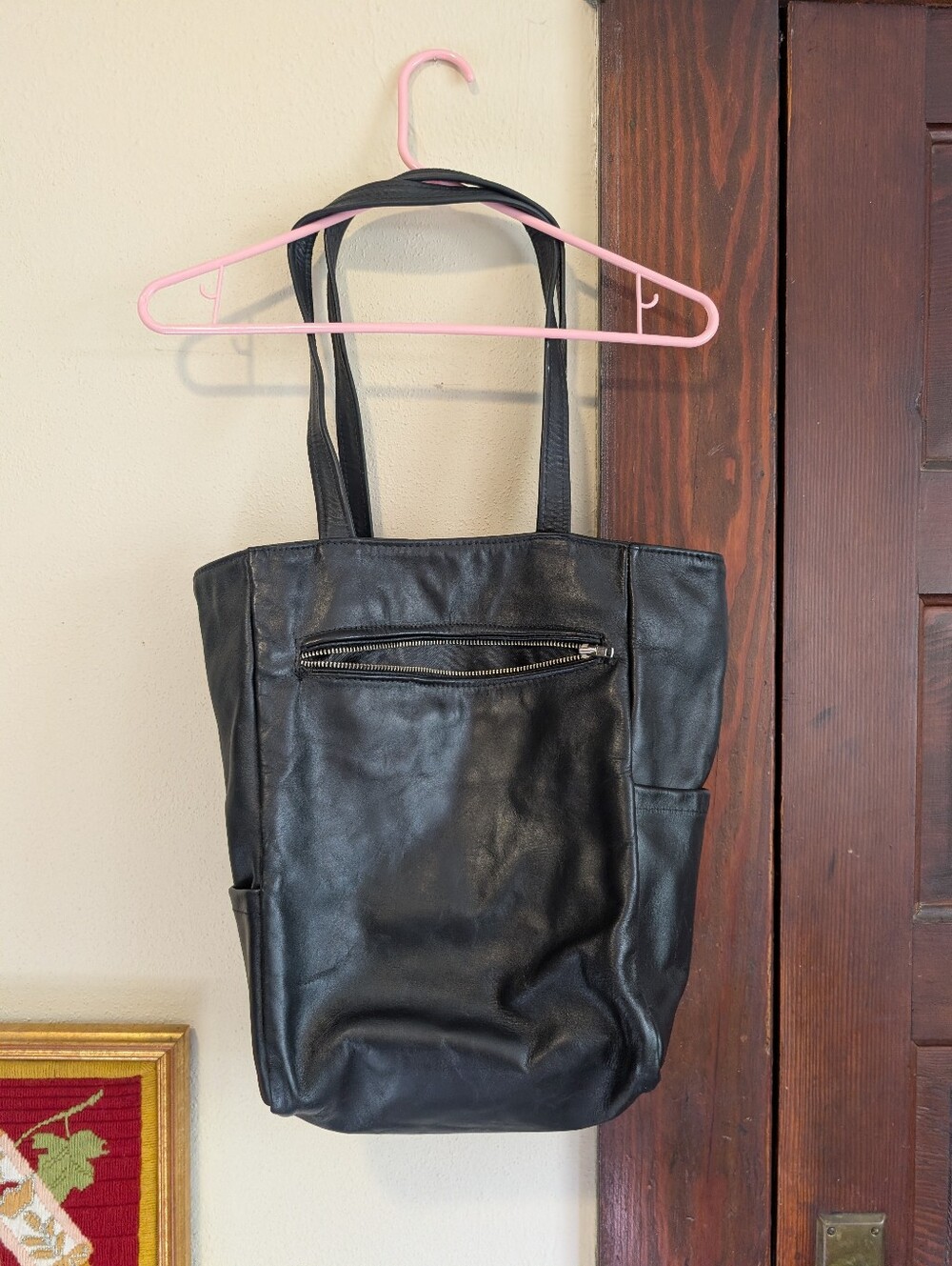 Tychios Leather Black Shoulder Purse Handmade In Portland Oregon‎